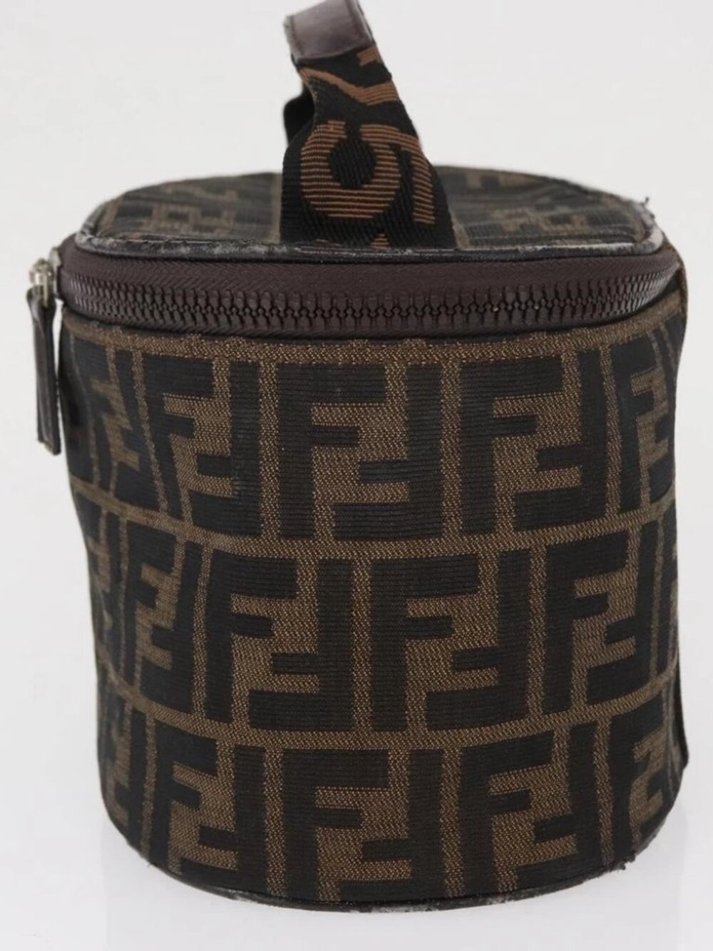FENDI Zucca Canvas Vanity Pouch Black Brown Silver Auth - Picture 3 of 15